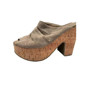 BLOWFISH womens CORK PLATFORM PEEPTOE MULES SIZE 8.5